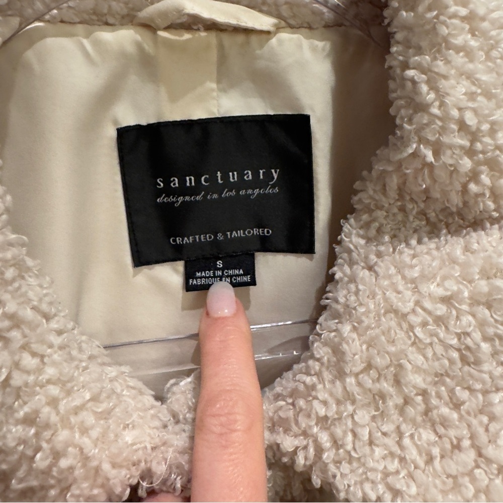 Sanctuary Women's Cream Sherpa Jacket Size Small - Picture 8 of 8